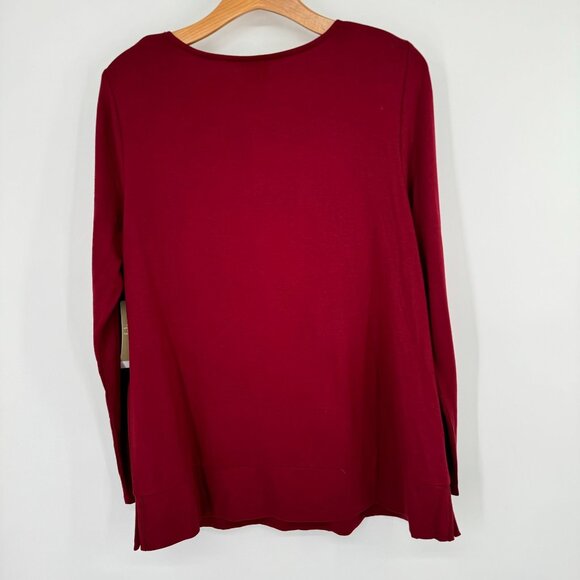 Chicos 1 Womens top Red Long Sleeve Button destail Size medium knit long sleeve - Picture 11 of 12